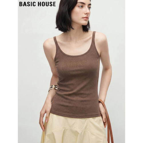 百家好咖色天丝吊带背心女外穿