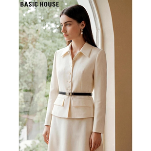 Basic House/百家好收腰短款西装外套女2026春季新款高级感小西服