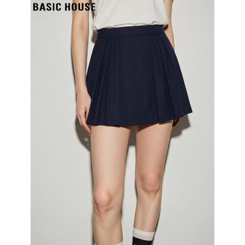 百家好高腰a字百褶裙半身裙女