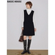 House 百家好黑色V领背心裙女2026春季 新款 Basic 毛呢无袖 连衣裙
