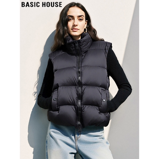 加厚保暖无袖 百家好黑色90%鸭绒羽绒马甲女冬季 外套 House Basic