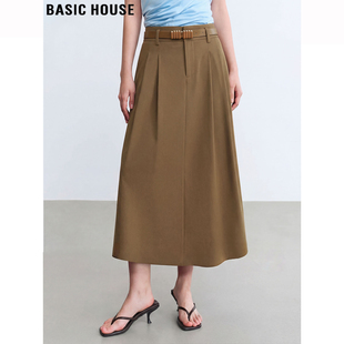 新款 Basic 复古半身裙女2026春季 百家好美式 高腰A字中长裙 House