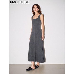 House 打底无袖 百家好灰色背心裙女2026春季 长款 连衣裙 新款 Basic