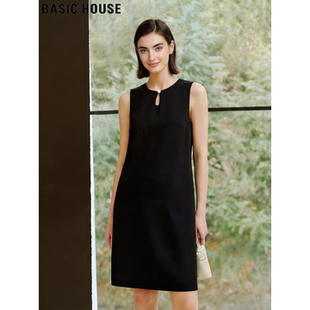 连衣裙女夏季 百家好黑色无袖 含亚麻宽松慵懒背心短裙 House Basic
