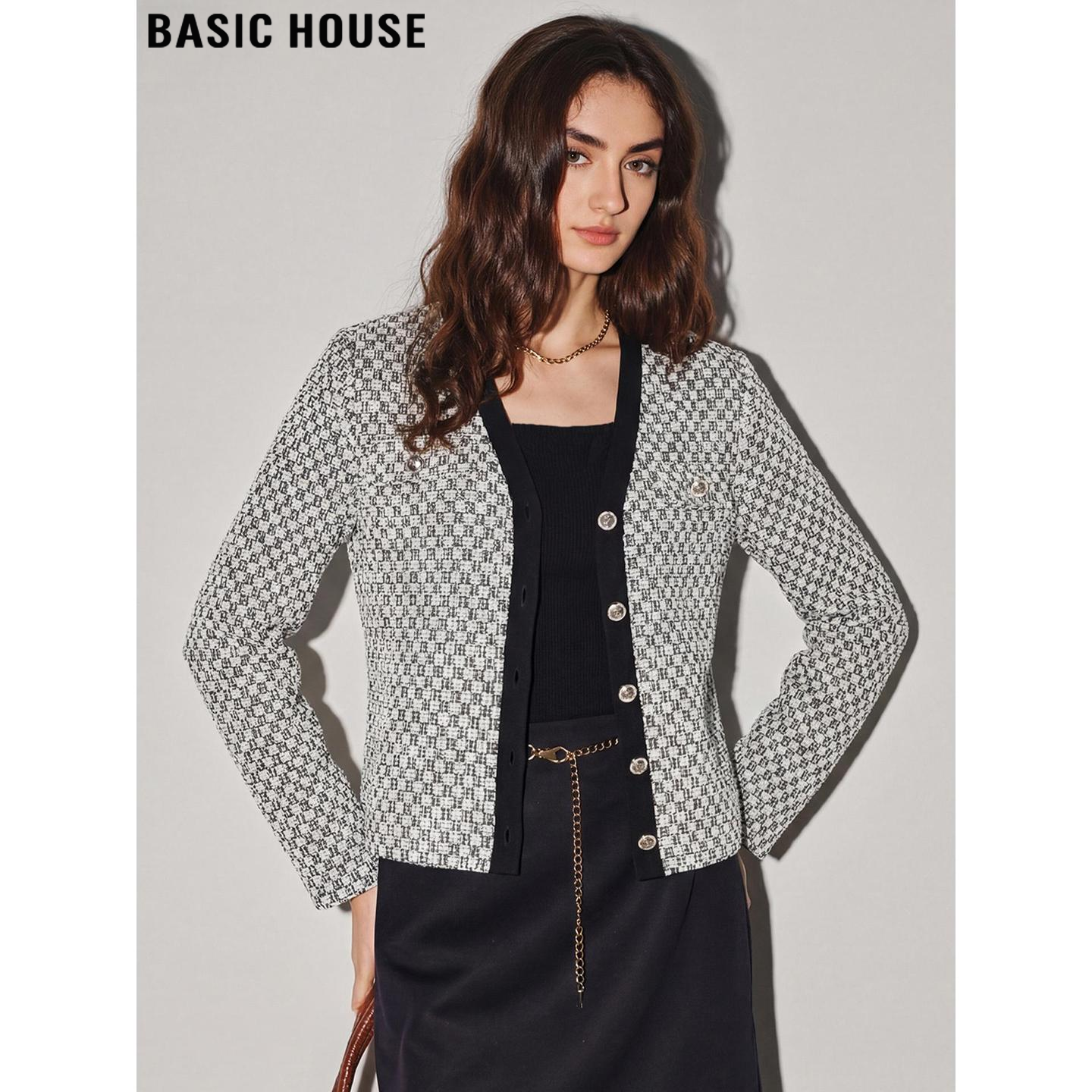 Basic House/百家好高级感小香风短外套女2026春季新款修身小西服