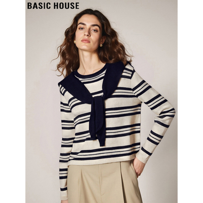 百家好基础百搭条纹针织衫女内搭