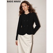 House 百家好小香风收腰短款 外套女2025冬季 Basic 新款 气质小西服