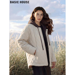 设计感加厚保暖棉衣 百家好假两件连帽棉服外套女春季 Basic House
