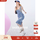 牛仔背带裙夏季 Basic 百家好工装 A字大摆连衣裙女 House 新款