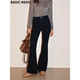 House 马蹄裤 百家好黑色高腰显瘦微喇叭裤 女2026春季 牛仔裤 Basic