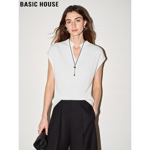 高级感白色飞飞袖 Basic T恤女夏季 百家好天丝针织短袖 上衣 House