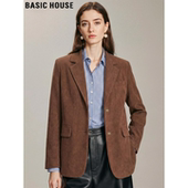 新款 Basic 外套女2026春季 百家好咖色灯芯绒西装 老钱风西服 House