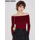 修身 Basic 气质露肩打底上衣 一字肩针织衫 女冬季 House 百家好法式