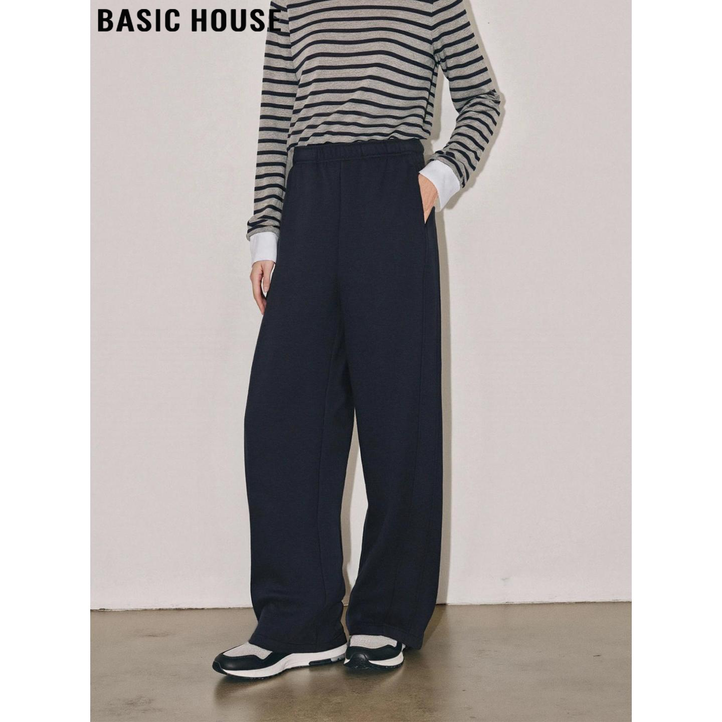 加绒黑色阔腿卫裤小个子运动裤女