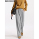 House 百家好灰色阔腿运动裤 女士春季 Basic 加厚高腰垂感直筒卫裤
