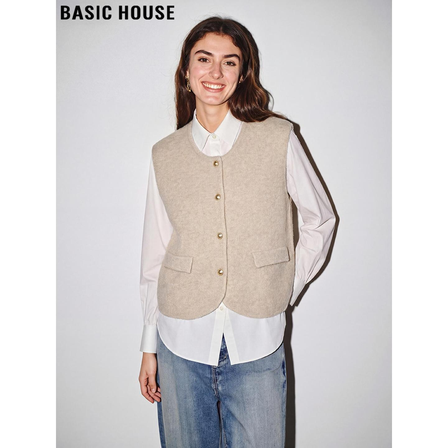 Basic House/百家好气质叠穿针织马甲背心女2026春季新款坎肩上衣,女装/女士精品,马夹,淘宝优惠券,粉丝福利购,淘宝优惠卷