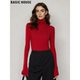 House 百家好本命年红色高领针织衫 女冬季 Basic 羊毛修身 打底毛衣