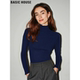 House 百家好藏青色半高领针织衫 女冬季 Basic 纯色百搭软糯打底衫