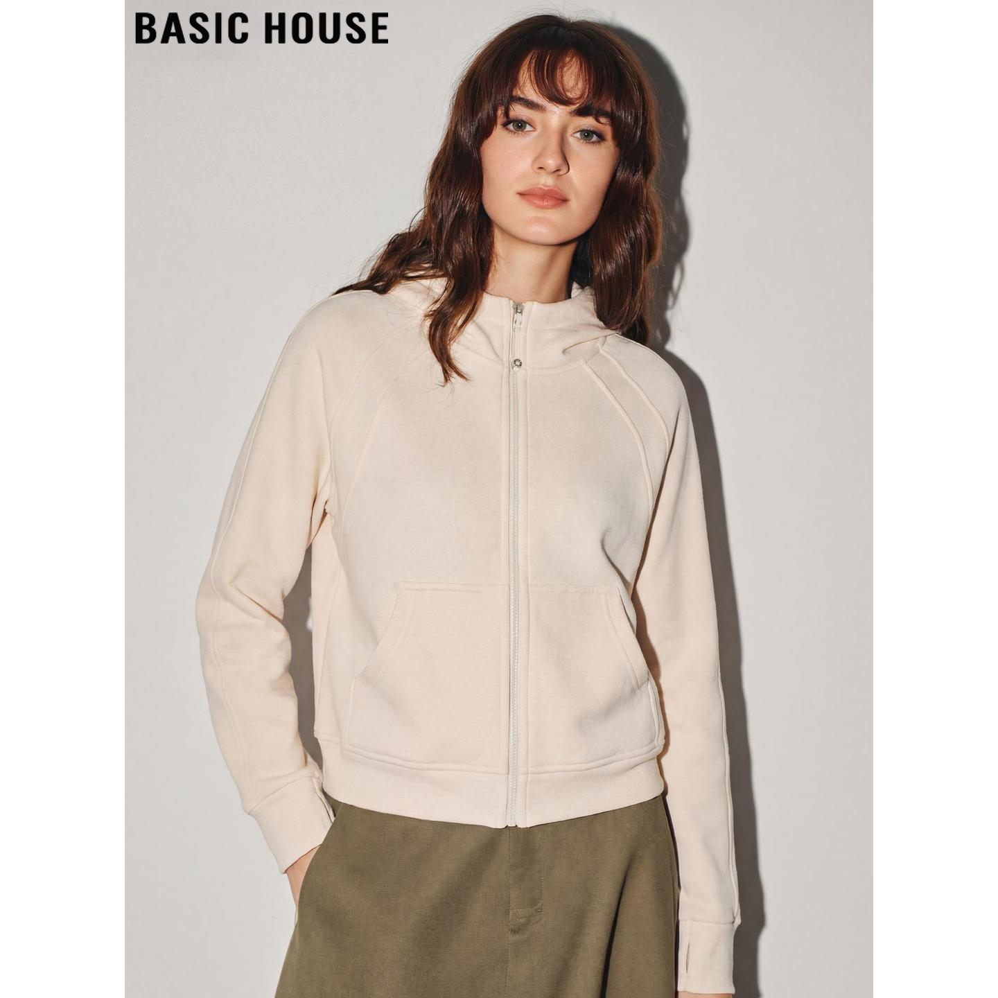 Basic House/百家好简约百搭连帽卫衣外套女2026春季新款短款帽衫,女装/女士精品,卫衣/绒衫,淘宝优惠券,粉丝福利购,淘宝优惠卷