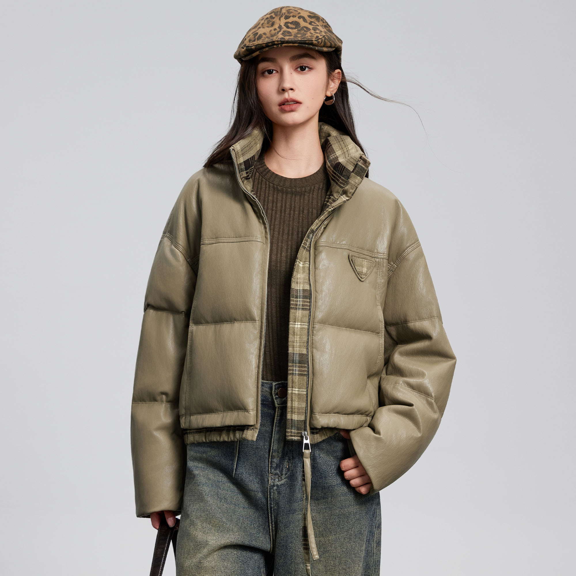 Basic House/百家好复古保暖羽绒服女2025冬季新款宽松保暖外套女