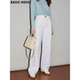 梨型身材直筒拖地裤 Basic 女春季 百家好白色纯棉阔腿牛仔裤 House