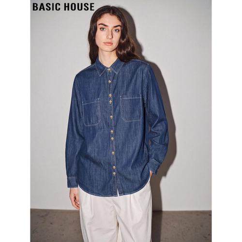 百家好叠穿垂感天丝牛仔衬衫外套