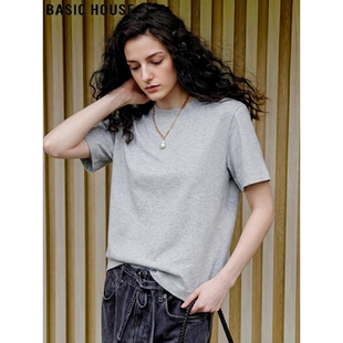 House 圆领半袖 百家好灰色纯棉短袖 新款 上衣 T恤女2026春季 Basic