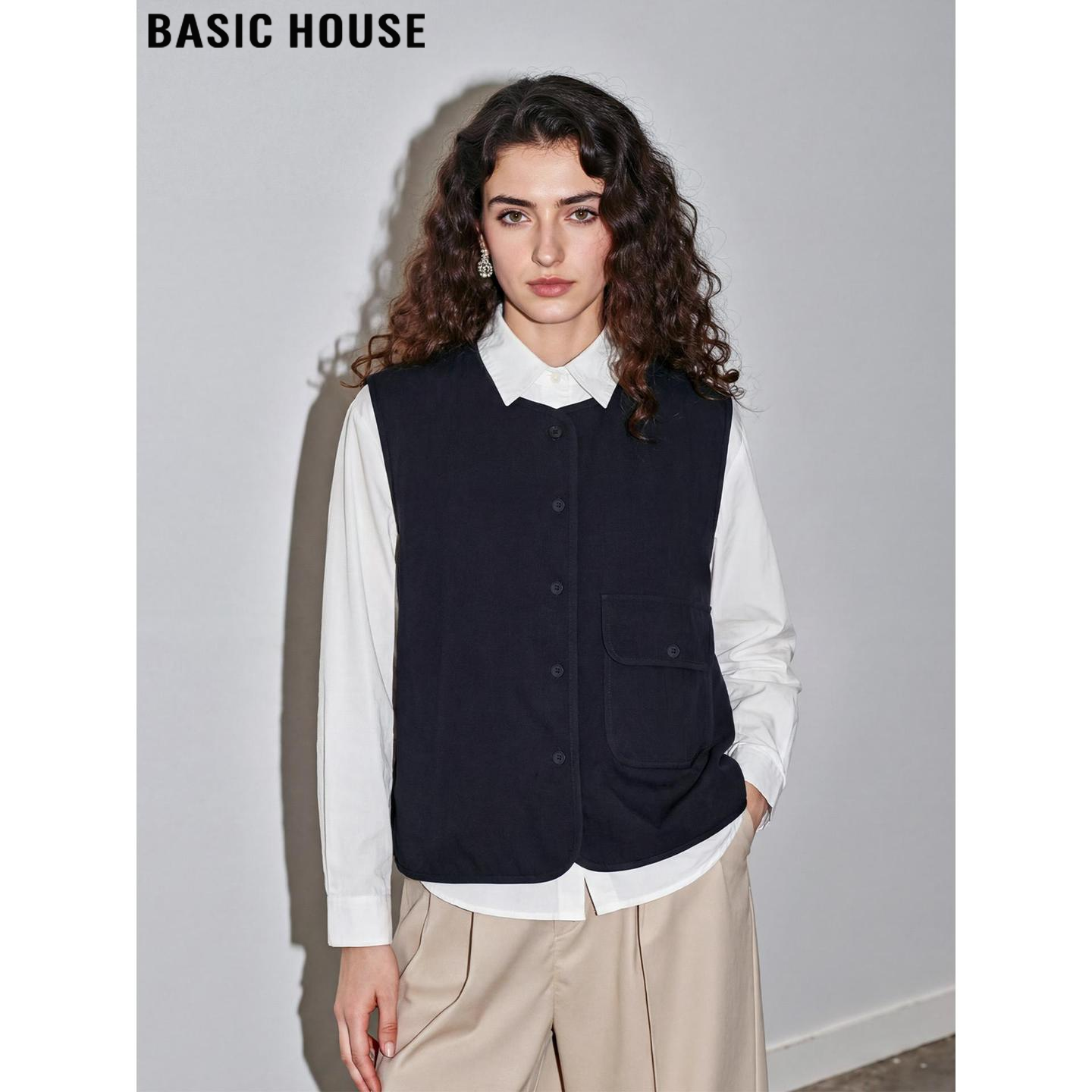 Basic House/百家好圆领无袖背心开衫女2026春季新款叠穿坎肩马甲,女装/女士精品,马夹,淘宝优惠券,粉丝福利购,淘宝优惠卷