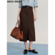 新款 Basic 高腰开叉中长裙 西装 半身裙女2026春季 House 百家好法式