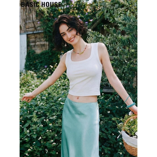 外穿带胸垫遮副乳吊带 百家好白色纯棉工字背心女夏季 Basic House