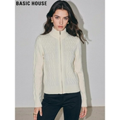 Basic 半高领毛衣 女士春季 House 百家好简约米色羊毛拉链针织开衫