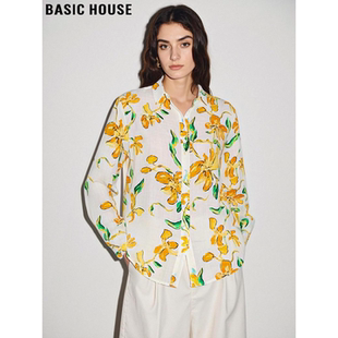 House 薄款 百家好度假风印花苎麻衬衫 新款 花衬衣 女2026春季 Basic