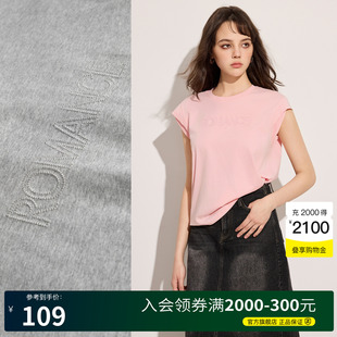 宽松显瘦休闲上衣 Basic House 百家好韩系简约无袖 T恤女2025夏季