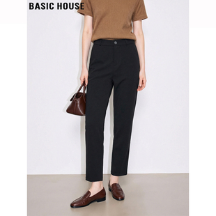 House 职业通勤高腰九分烟管裤 百家好黑色小脚西装 女夏季 裤 Basic