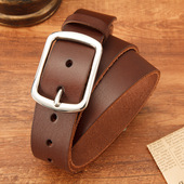 真皮 腰带 头层牛皮裤 带 复古休闲硬汉风 男士 不锈钢扣头 皮带