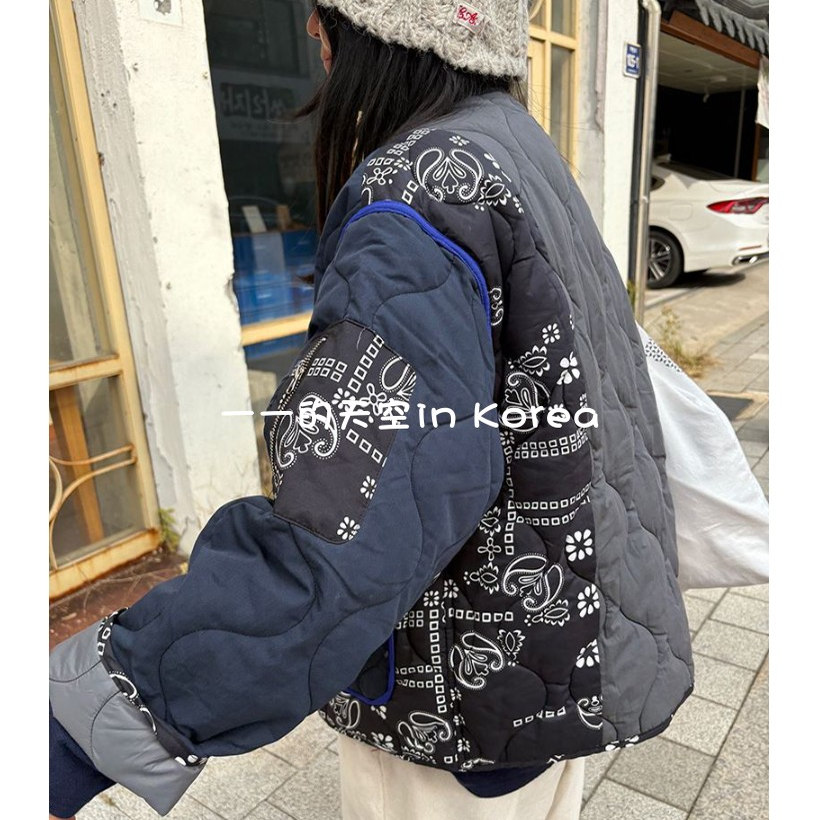 独特拼接棉服 韩国代购2025冬季女装新款设计感绗缝宽松小众棉衣
