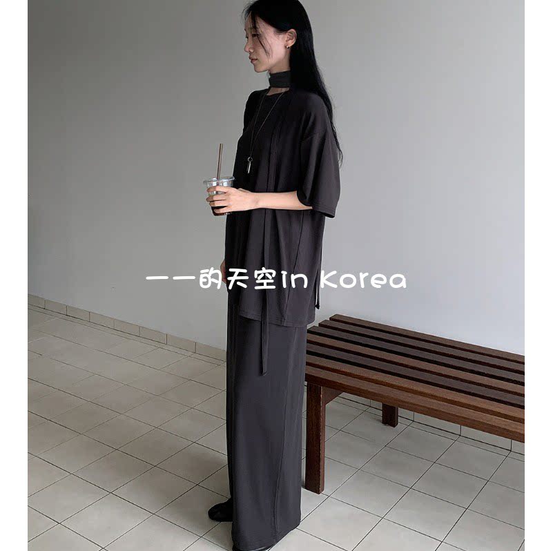 简约高级感长裙韩国代购正品2026春夏新款系带腰垂感显瘦半身裙子