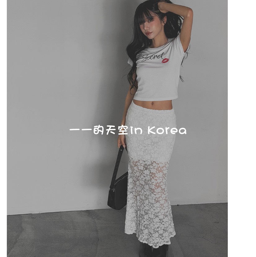 miu系风蕾丝裙 韩国代购2026夏新款镂空透视性感时尚千金半身长裙