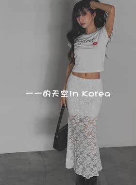 miu系风蕾丝裙 韩国代购2026夏新款镂空透视性感时尚千金半身长裙