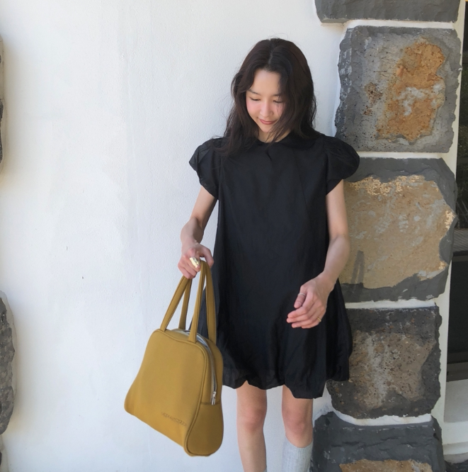 小个子连衣裙韩国代购正品2025夏装短款千金风少女感泡泡短袖裙子