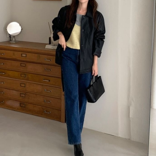 修饰腿型裤子韩国代购正品2024秋冬新款时尚高腰显瘦烟管裤牛仔裤