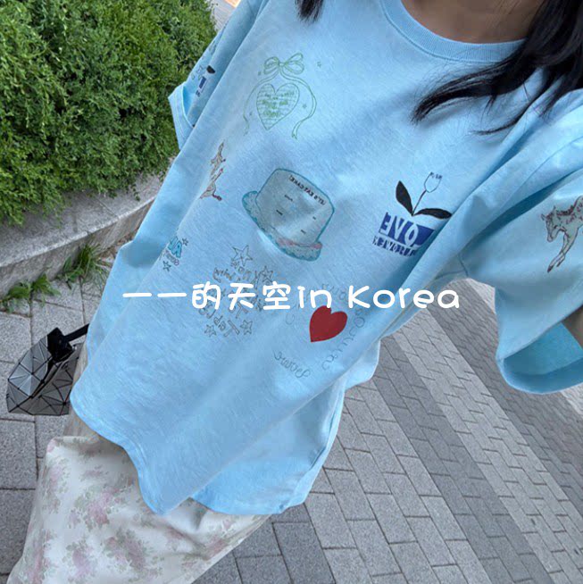 童趣可爱印花tee 韩国代购正品2026夏季女装新款宽松纯棉短袖t恤