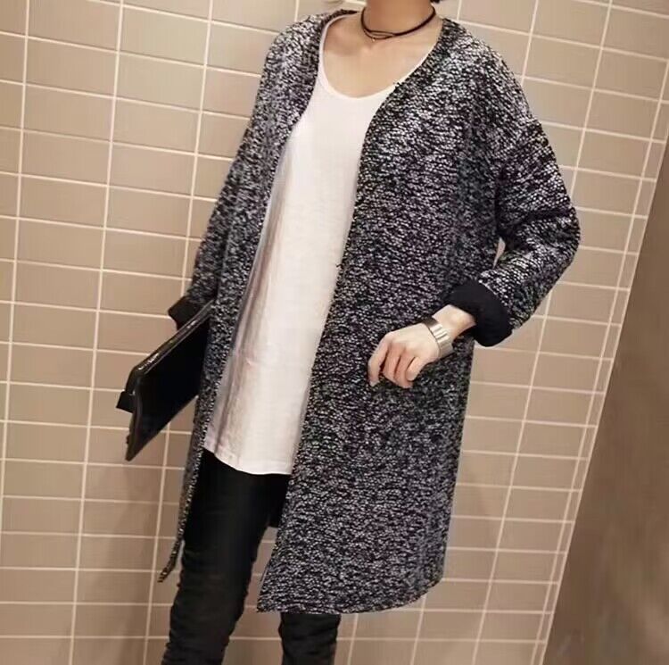 国内现 韩国秋冬女装轻熟气质高级感中长款百搭宽松开衫外套