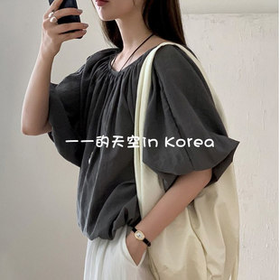 衬衫 女装 韩国代购 2025夏季 上衣 新款 干爽舒适宽松遮肉显瘦纯色短袖