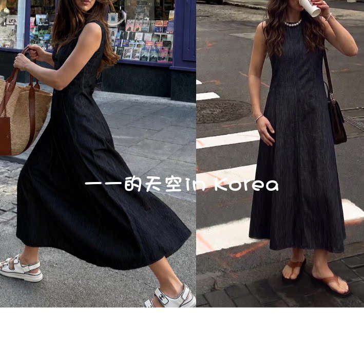 牛仔背心裙 韩国代购2026夏季女装新款复古高级感修身无袖连衣裙
