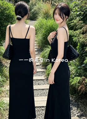 性感优雅吊带裙韩国代购2026夏季新款修身弹力显瘦轻熟长款连衣裙