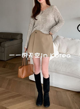 韩国代购裙裤2025秋季新款优雅气质干练风淑女系扣设计短款休闲裤