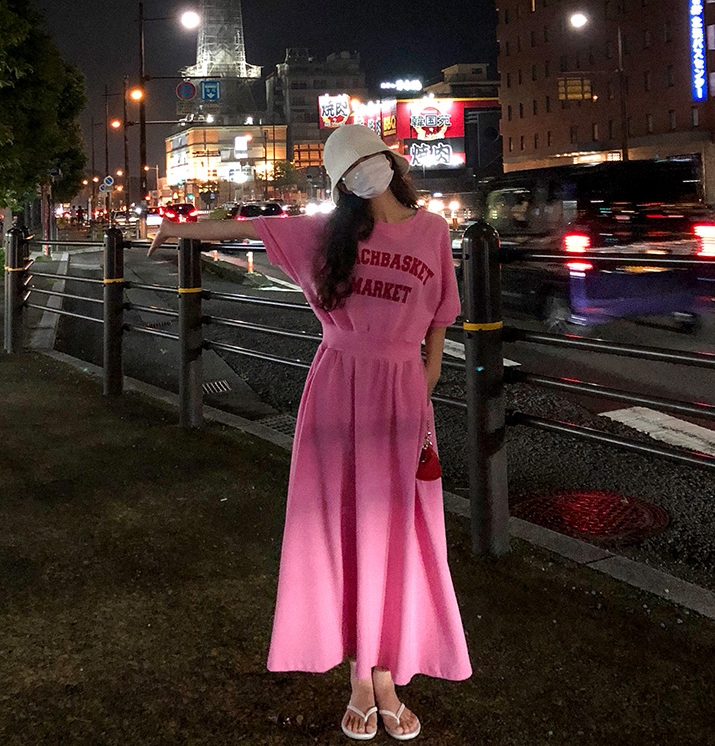 小个子连衣裙韩国代购正品2024春夏款少女风时尚运动收腰短袖裙子