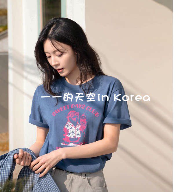 童趣减龄卡通tee韩国代购正品2026春夏季女装新款宽松纯棉短袖t恤