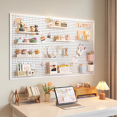 洞洞板墙上置物架门后不锈钢展示收纳多功能五金工具可定制挂板